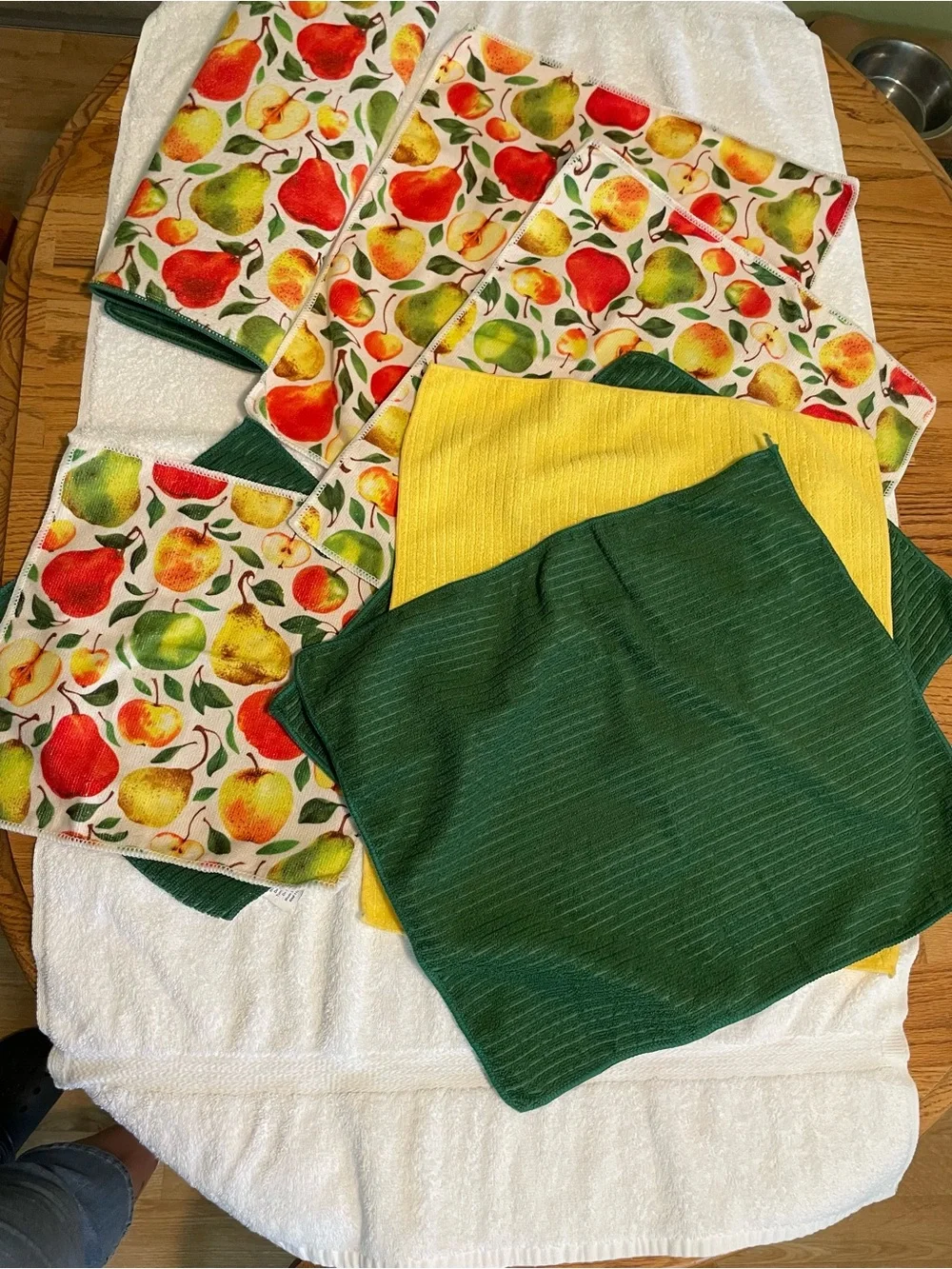 Fruit Print Kitchen Towel Set - Red, Green, Yellow